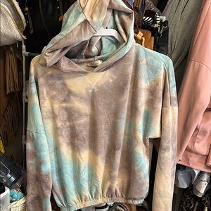 Altar'd State Tie-Dye Hoodie Sweater - Blue and Brown